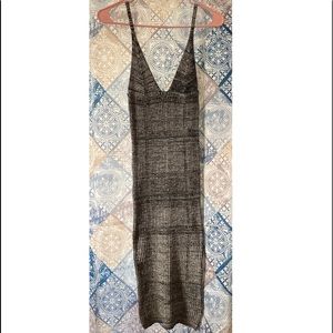 NWT Windsor Gray Ribbed Spaghetti Strap MIDI Dress Size Extra Small